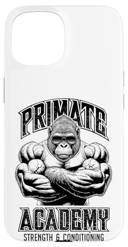 Hülle für iPhone 15 Gorilla Gym Funny Primate Academy Kraft- und Konditionstraining von Grandio Design Sports Training And Fitness