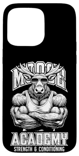 Hülle für iPhone 15 Pro Max Moose Gym Funny Elk Stag Academy Kraft- und Konditionstraining von Grandio Design Sports Training And Fitness