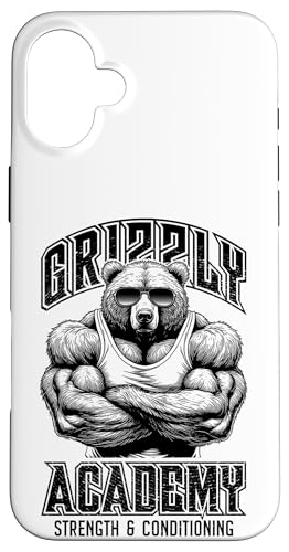 Hülle für iPhone 16 Plus Bear Gym Funny Grizzly Academy Kraft- und Konditionstraining von Grandio Design Sports Training And Fitness