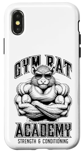 Hülle für iPhone X/XS Gym Rat Academy Lustiger Bodybuilder für Kraft und Kondition von Grandio Design Sports Training And Fitness