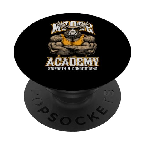 Moose Gym Funny Elk Stag Academy Kraft- und Konditionstraining PopSockets Klebender PopGrip von Grandio Design Sports Training And Fitness