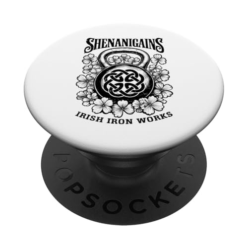 Shenanigains St Patricks Day Gym Kettlebell Celtic Knot PopSockets Klebender PopGrip von Grandio Design Sports Training And Fitness