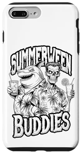 Hülle für iPhone 7 Plus/8 Plus Zombie Shark Summerween Lustiger Cocktail für Strandfreunde, Sommer von Grandio Design Summerween Summer Vacation Beach