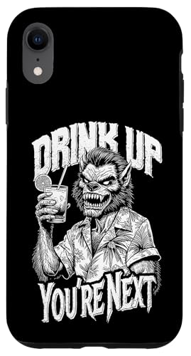 Hülle für iPhone XR Lustiger Werwolf Drink Up Sommer Strand Cocktail Sommer von Grandio Design Summerween Summer Vacation Beach