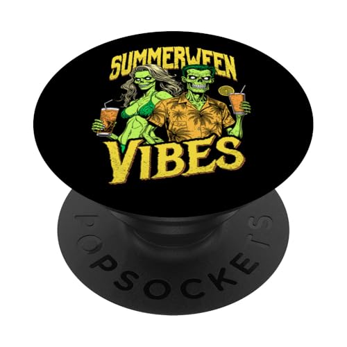 Summerween Vibes Lustiges Zombie-Paar, Strand, Cocktail, Sommer PopSockets mit austauschbarem PopGrip von Grandio Design Summerween Summer Vacation Beach