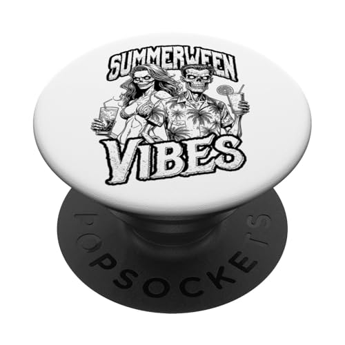 Summerween Vibes Lustiges Zombie-Paar, Strand, Cocktail, Sommer PopSockets mit austauschbarem PopGrip von Grandio Design Summerween Summer Vacation Beach