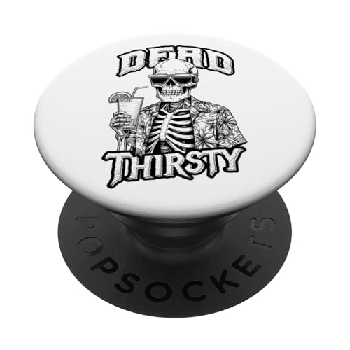 Totenkopf mit lustigem Skelett, für den Sommer, Strand, Cocktail PopSockets mit austauschbarem PopGrip von Grandio Design Summerween Summer Vacation Beach