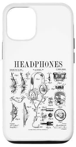 Hülle für iPhone 12/12 Pro Audio Kopfhörer Vintage Patent DJ Gamer Podcaster Musik von Grandio Design Vintage Patent Drawing Gifts