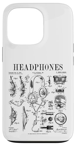 Hülle für iPhone 13 Pro Audio Kopfhörer Vintage Patent DJ Gamer Podcaster Musik von Grandio Design Vintage Patent Drawing Gifts