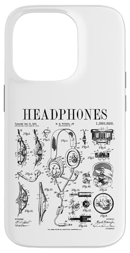 Hülle für iPhone 14 Pro Audio Kopfhörer Vintage Patent DJ Gamer Podcaster Musik von Grandio Design Vintage Patent Drawing Gifts