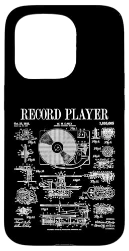 Hülle für iPhone 15 Pro Schallplattenspieler Vintage Patent DJ Plattenspieler Phonograph von Grandio Design Vintage Patent Drawing Gifts