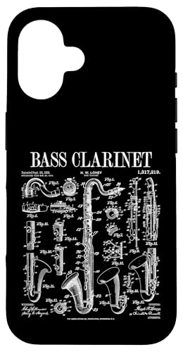 Hülle für iPhone 16 Bass-Klarinettenspieler Klarinettist Vintage Patentmusiker von Grandio Design Vintage Patent Drawing Gifts