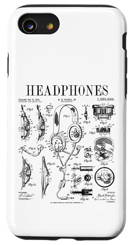 Hülle für iPhone SE (2020) / 7 / 8 Audio Kopfhörer Vintage Patent DJ Gamer Podcaster Musik von Grandio Design Vintage Patent Drawing Gifts