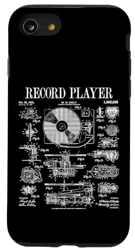 Hülle für iPhone SE (2020) / 7 / 8 Schallplattenspieler Vintage Patent DJ Plattenspieler Phonograph von Grandio Design Vintage Patent Drawing Gifts