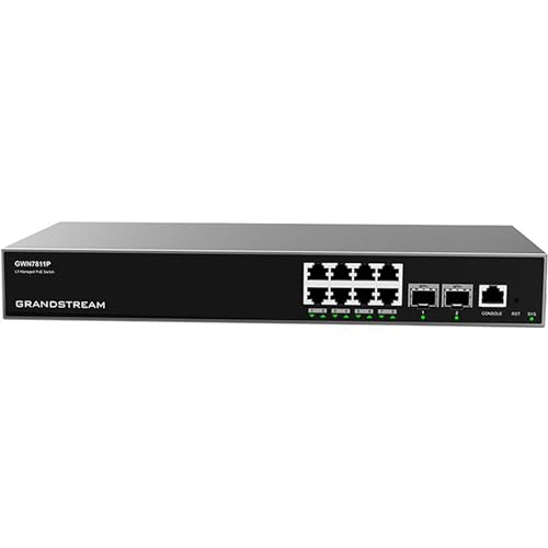 GRANDSTREAM GWN7811P Manageable Switch Layer (Layer) 3. Ports: 8X GbE RJ45 PoE 802.3 AF/at, 30 W pro Port, 2X SFP+, ohne Lüfter von Grandstream