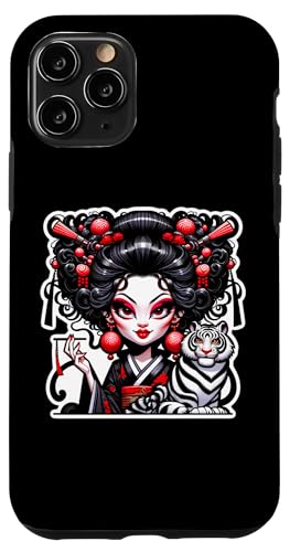 Hülle für iPhone 11 Pro Von einem Geisha-Tattoo inspirierte Tiger Kawaii Geisha Anime-Träume von GraphiTeeGeek