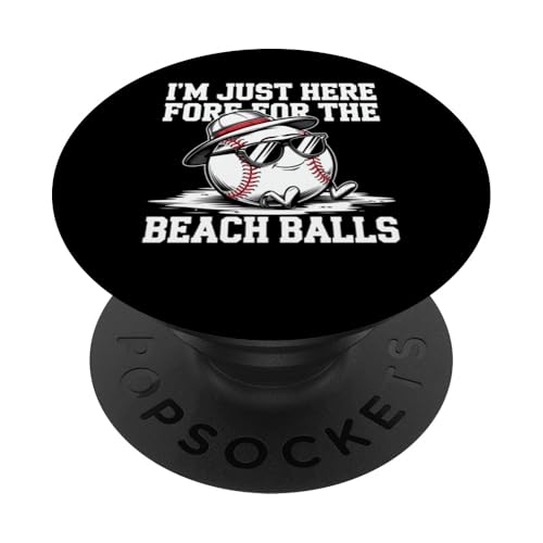 Baseball-Strandbälle, lustiges Baseballspieler-Urlaubs-Design PopSockets Klebender PopGrip von Graphic 365