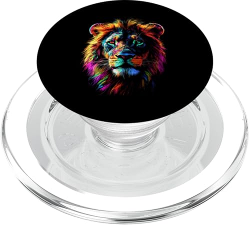 Löwe, bunt, Tierliebhaber, Wildtier-Zoo, Safari-Design PopSockets PopGrip für MagSafe von Graphic 365