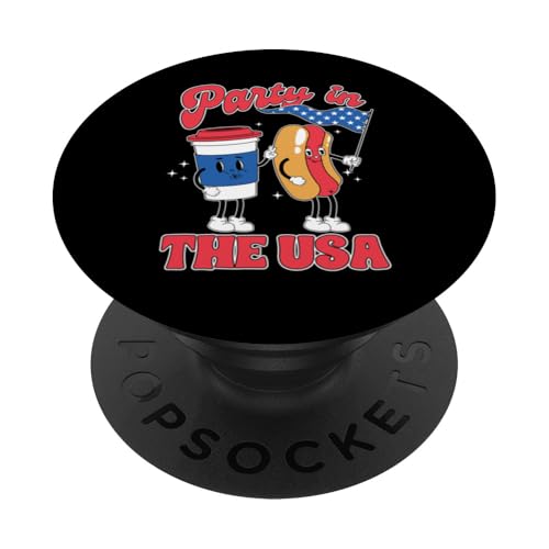 USA Party Hot Dog Coffee Amerikanische Flagge 4. Juli Feuerwerk PopSockets Klebender PopGrip von Graphic 365