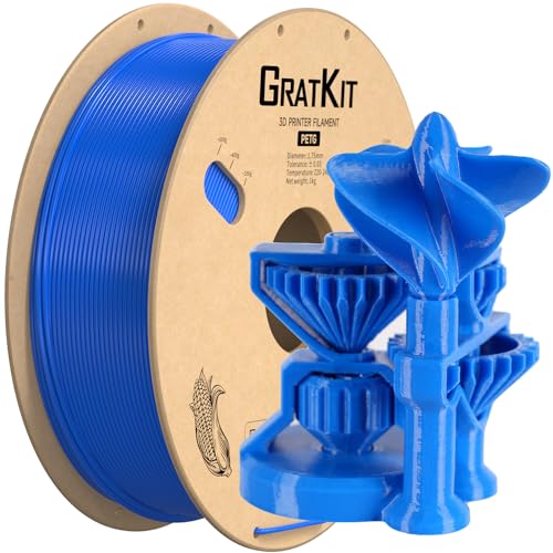 GratKit PETG 3D-Drucker Filament 1,75mm 1kg Spule, 3D-Druck Filament±0,03mm Präzision, Leicht zu drucken, Gleichmäßige Wicklung, Blau von GratKit