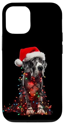 Hülle für iPhone 12/12 Pro Deutsche Dogge mit Weihnachtsmütze und Weihnachtsbeleuchtung Hundebesitzer Mama von Great Dane Christmas Products