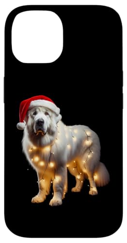 Hülle für iPhone 14 Weihnachtsmütze mit Weihnachtsmannmütze, Weihnachtsbeleuchtung, Hundebesitzer, Mutter, Papa von Great Pyrenees Christmas Products