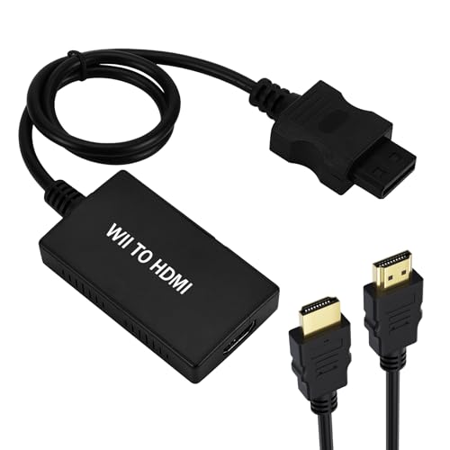 Wii HDMI Adapter, Adapter Wii auf Hdmi 1080P/720P HD Converter Adapter mit 3,5mm Audioausgang, 1.5M HDMI Kabel, Unterstützt NTSC/PAL Format, für Nintendo Wii, TV Monitor Projektor Fernseher - Schwarz von Greatzer