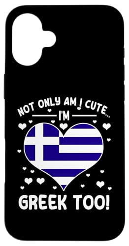 Niedliches griechisches Wurzel-Zitat griechische Mädchen Frauen Griechenland Flagge Herz Hülle für iPhone 16 Plus von Greece Flag Proud Greek Roots Hellenic Republic