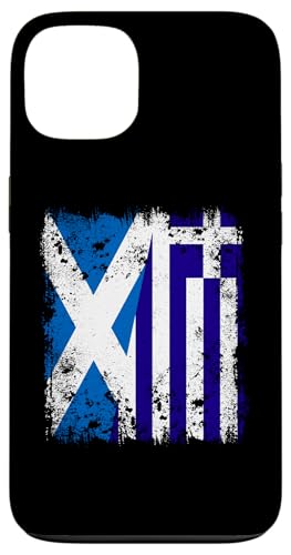 Schottland, Griechenland, halbe Flagge, schottisches griechisches Erbe Hülle für iPhone 13 von Greece Flag Proud Greek Roots Hellenic Republic