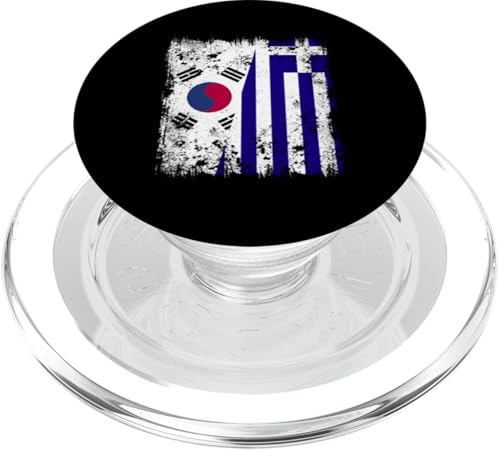 Südkorea Griechenland Halbflagge Südkoreanische Griechische Flagge PopSockets PopGrip für MagSafe von Greece Flag Proud Greek Roots Hellenic Republic