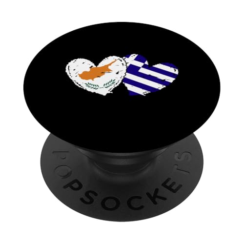 Zypern Griechenland Herz Flaggen Zyprische griechische Vorfahren Flagge PopSockets Klebender PopGrip von Greece Flag Proud Greek Roots Hellenic Republic