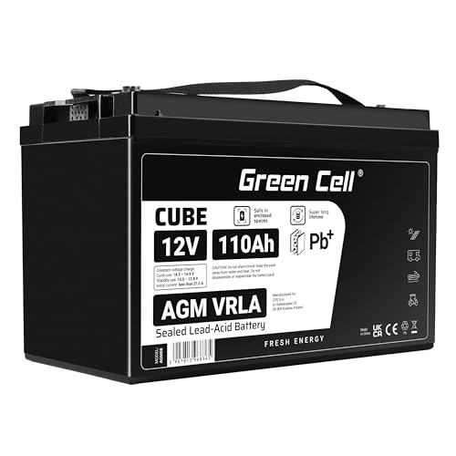 Green Cell® AGM 12V 110Ah Akku Vlies Batterie VRLA Blei Batterie Bleiakku Ersatzakku Akkubatterie Versorgungsbatterie Zyklenfest Wartungsfrei Boot Wohnwagen Reisemobil Solar Off-Grid Camping von Green Cell