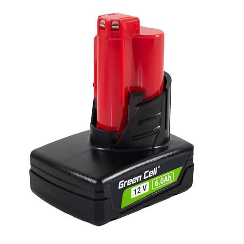 Green Cell (6Ah 12V Li-Ion) M12 B6 4932451395 Akku 6000mAh Ersatzakku für Milwaukee M12 12 V Kompatibel mit Milwaukee M12B 48-11-2411 48-11-2420 48-11-2401 48-11-2402 48-11-2401 von Green Cell