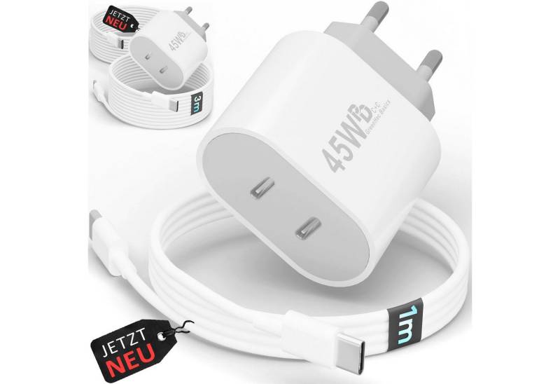 GreenHec 45w USB C Schnellladegerät für Samsung S24 S23 S22 S21 iPhone 16 15 Schnelllade-Gerät (50 mA, Spar-Set, Universelle Kompatibilität, Ladegerät Netzteil Adapter Stecker Charger Dual Doppel USBc) von GreenHec