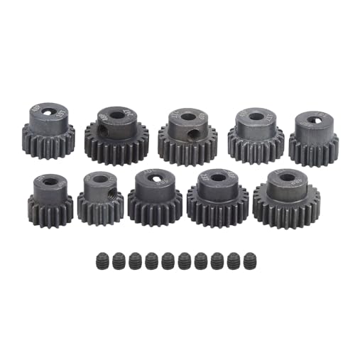 10 Teile/satz 16T-25T 7075 48P Stahl RC Auto Motor Getriebe Ritzel, Stahl RC Motor Schwarz Getriebe Zubehör, 3,17mm Wellendurchmesser, für 1/8 1/10 Bürstenlosen Motoren von Greensen