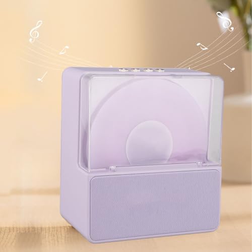 Greensen Retro Speaker, Bluetooth-Lautsprecher mit Nachtlicht und Wasserwellenprojektion, 2000mAh Akku, Nachttischlampe, Tischlautsprecher, Wecker für Schlafzimmer (Purple) von Greensen