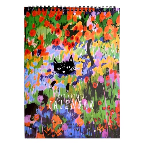 Greethga Katze Malerei Wandkalender Monatlicher Wandkalender mit mittelalterlichen Katzenbildern Wandkunst Haustierkalender für Home College von Greethga