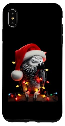 Hülle für iPhone XS Max Grauer Papagei mit Weihnachtsmütze und Weihnachtsbeleuchtung von Grey Parrot With Santa Hat And Christmas Products