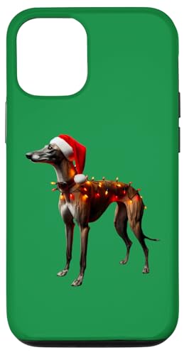 Hülle für iPhone 12/12 Pro Windhund Weihnachtsmannmütze Weihnachtsbeleuchtung Hundebesitzer Mama Papa Liebhaber von Greyhound Christmas Products