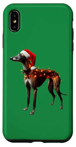 Hülle für iPhone XS Max Windhund Weihnachtsmannmütze Weihnachtsbeleuchtung Hundebesitzer Mama Papa Liebhaber von Greyhound Christmas Products