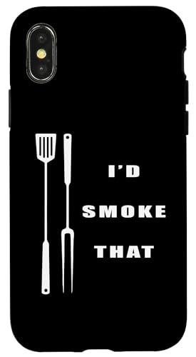 Hülle für iPhone X/XS I'd Smoke That Barbeque BBQ Grill von Grill Bbq Quote Grill Party Grilling Meat Food