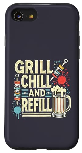 Hülle für iPhone SE (2020) / 7 / 8 Grill Chill And Refill Matching Barbecue BBQ Beer Drinking von Grill Chill And Refill Matching BBQ Beer Drinking