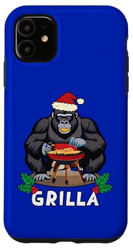 Hülle für iPhone 11 Grilla Lustiger Grill Gorilla Weihnachten Urlaub Grill Vater von Grilla Funny Barbecue Gorilla Christmas Holiday.