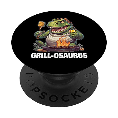 Grill-Osaurus Rex BBQ Dinosaurier lustig Vatertag Grillen PopSockets Klebender PopGrip von Grilling Dinosaur Shirts