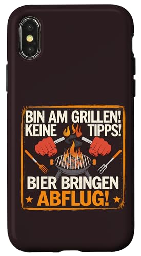 Hülle für iPhone X/XS Bin Am Grillen Keine Tipps Bier bringen Abflug Grillmeister von Grillmeister Spruch Apparel