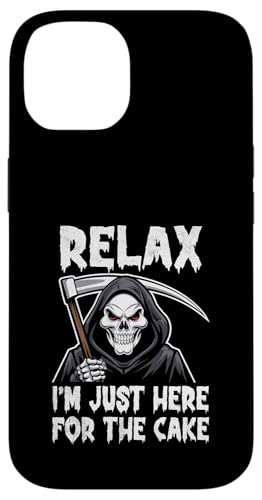 Hülle für iPhone 14 Relax I'm Just Here For The Cake Sensenmann Halloween von Grim Reaper Halloween Gifts