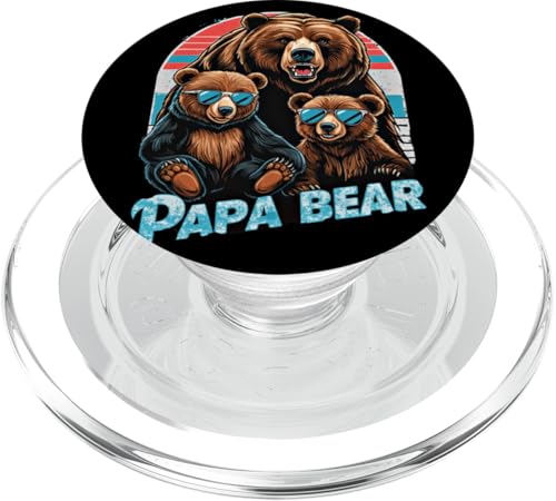 Papa Bear Ehemann Vater Papa von 2 Kinder Familie Vatertag PopSockets PopGrip für MagSafe von Grizzly Bear Papa Dad Ajelis