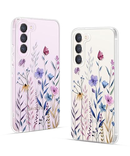 Gronda Hülle für Samsung Galaxy S23 5G Hülle Transparent Handyhülle Vergilbungsfrei mit frischen Blumen case Stoßfest Dünne Bumper schutzhülle Kompatibel mit Samsung Galaxy S23 5G 6,1zoll von Gronda