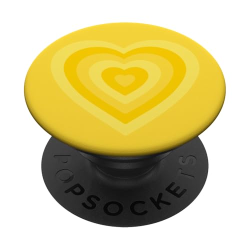 Gelbes Herz Groovy Love Retro Girly Aesthetic Cute PopSockets Klebender PopGrip von Groovy 70s 80s Lovers