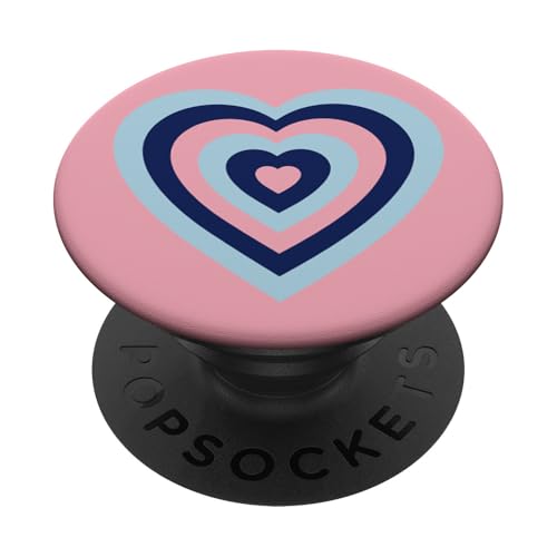 Rosa/Blaues Navyblaues Herz, Groovy Love, Retro-Design, Mädchendesign, niedlich PopSockets Klebender PopGrip von Groovy 70s 80s Lovers